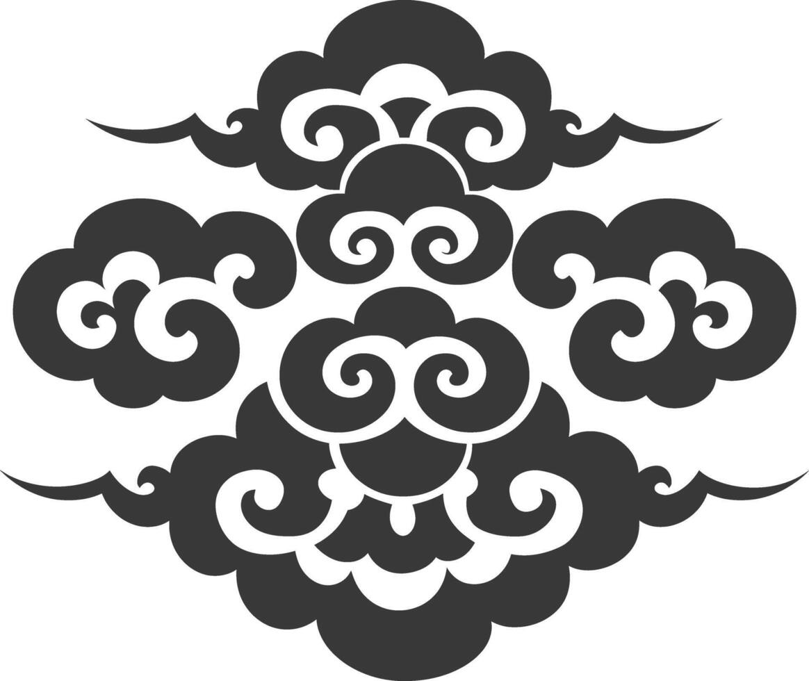 Silhouette chinese cloud symbol black color only vector