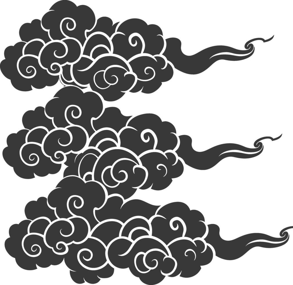 Silhouette chinese cloud symbol black color only vector