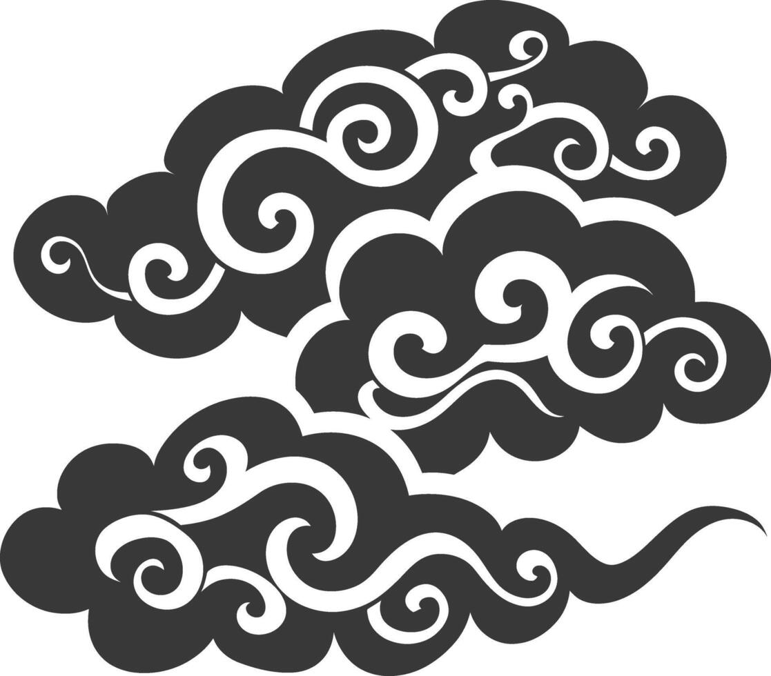 Silhouette chinese cloud symbol black color only vector