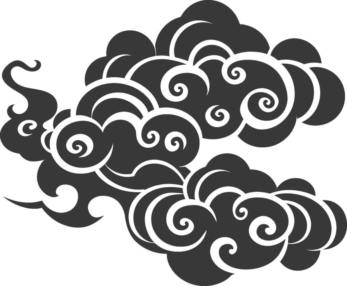 Silhouette chinese cloud symbol black color only vector