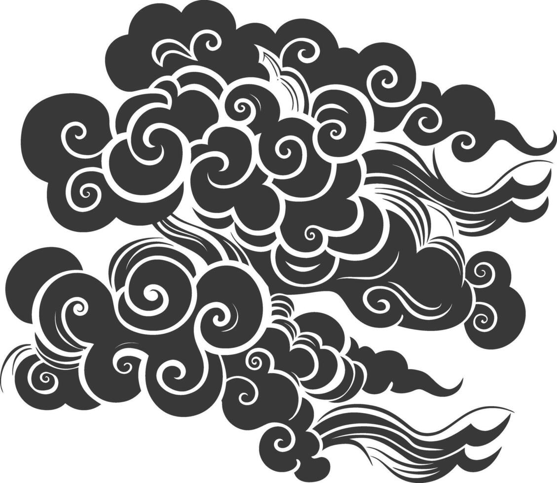 Silhouette chinese cloud symbol black color only vector