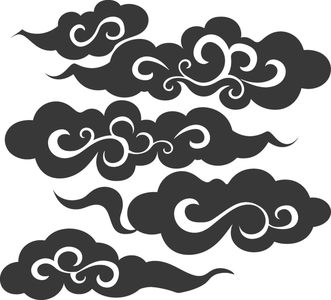 Silhouette chinese cloud symbol black color only vector