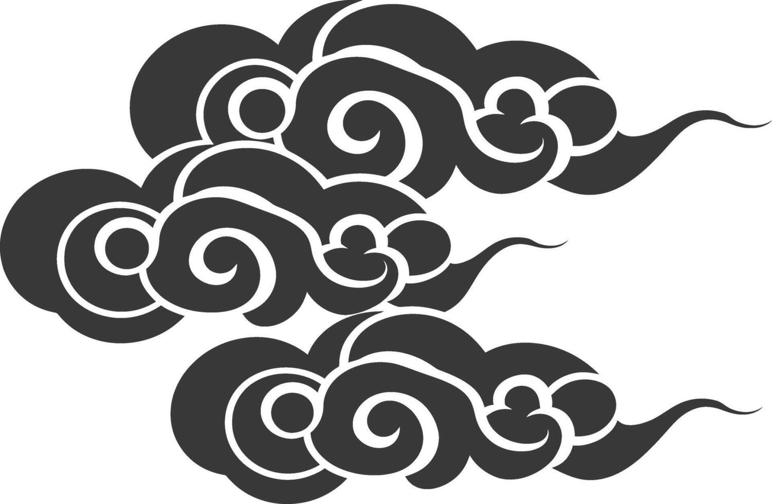 Silhouette chinese cloud symbol black color only vector