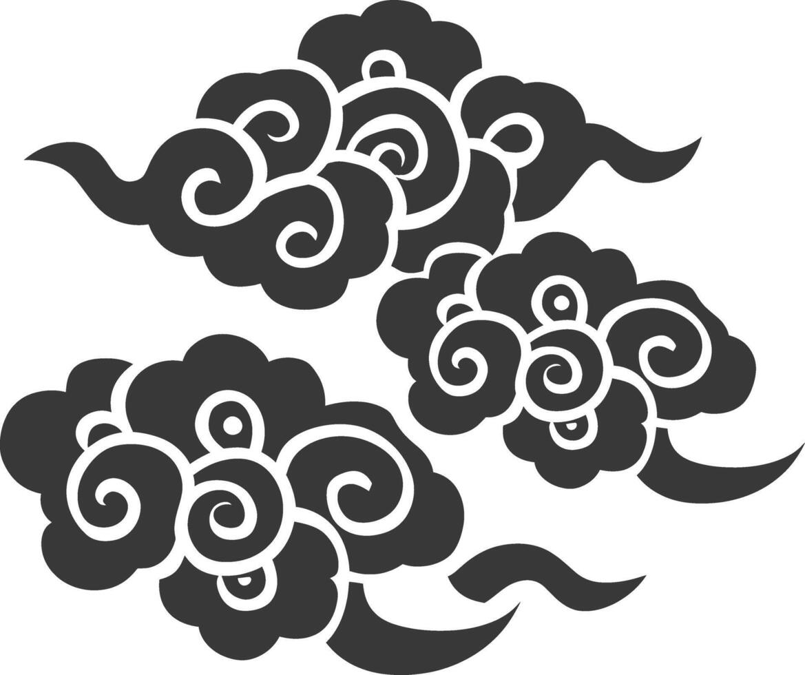 Silhouette chinese cloud symbol black color only vector