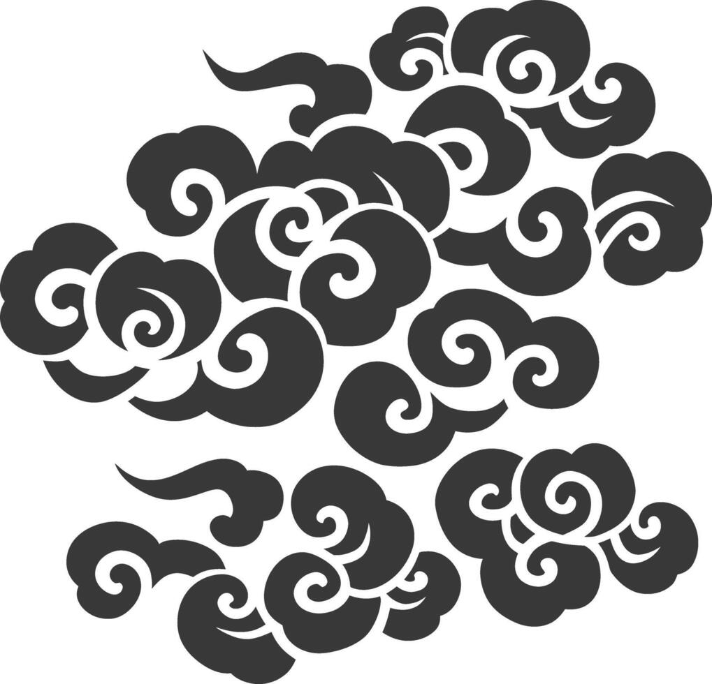 Silhouette chinese cloud symbol black color only vector