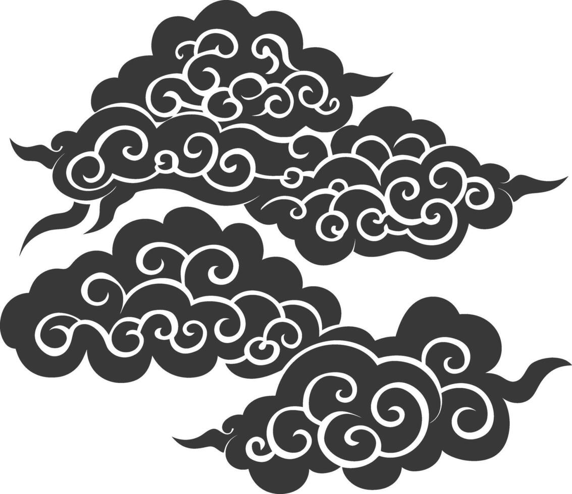 Silhouette chinese cloud symbol black color only vector