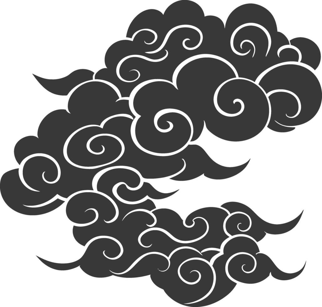 Silhouette chinese cloud symbol black color only vector