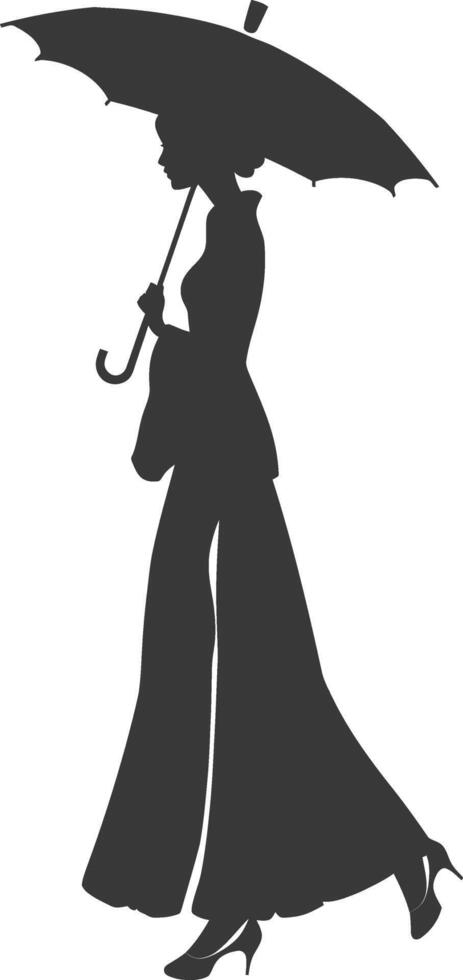 Silhouette independent chinese women wearing Cheongsam or zansae black color only vector