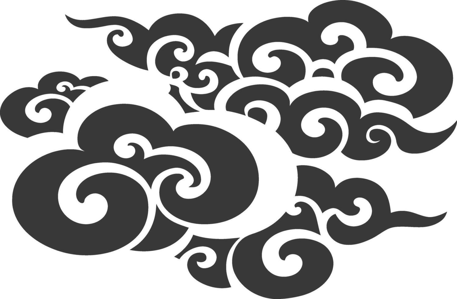 Silhouette chinese cloud symbol black color only vector