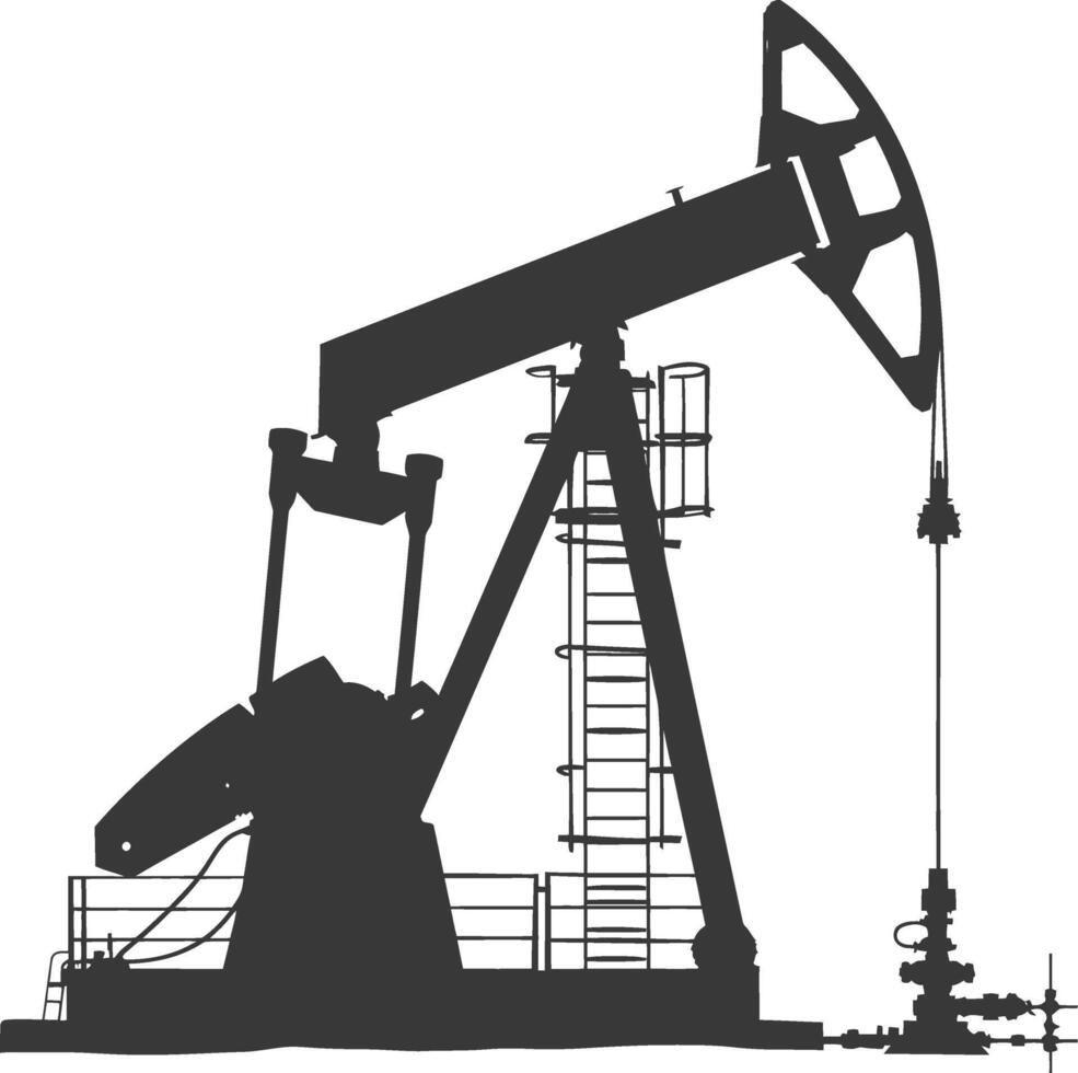 Silhouette pumpjack black color only vector