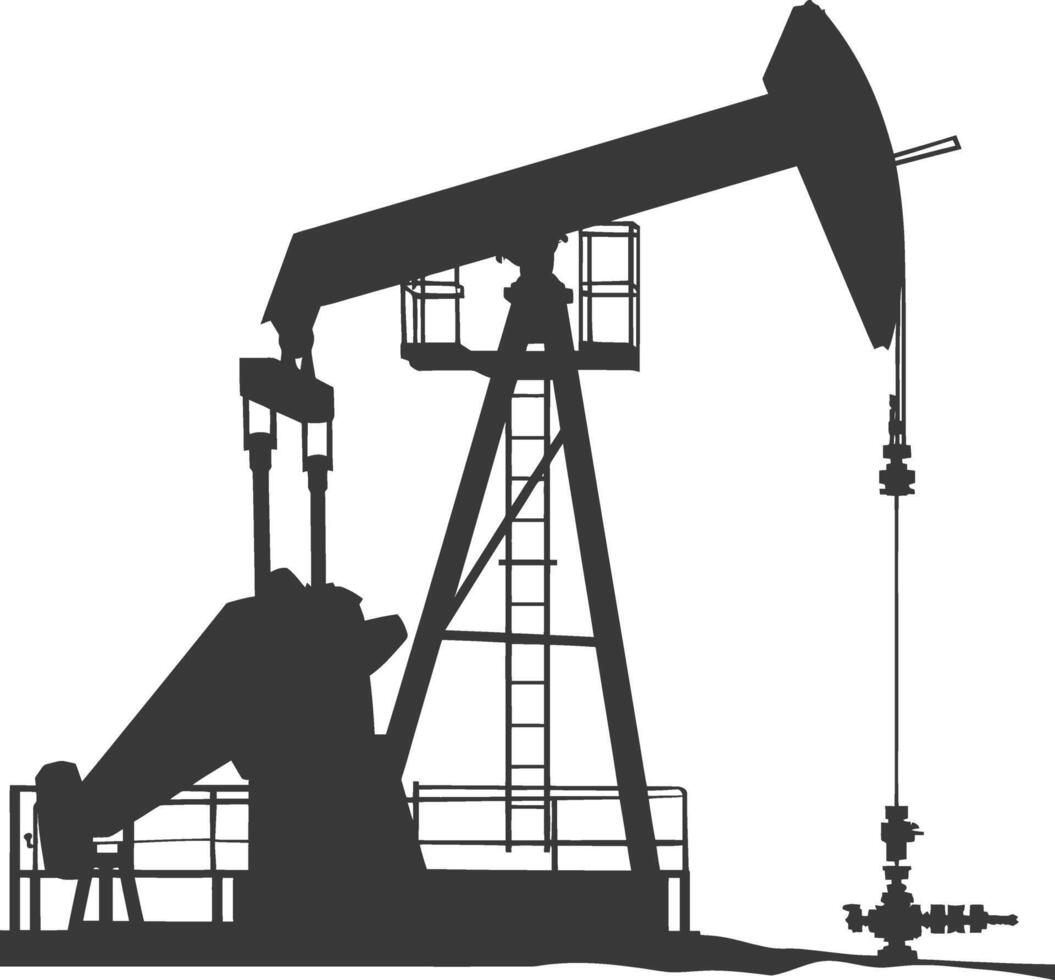 Silhouette pumpjack black color only vector