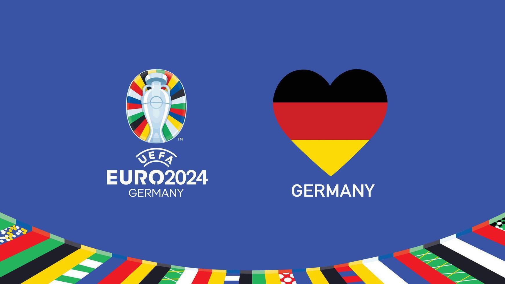 Euro 2024 Germany Emblem Heart Teams Design With Official Symbol Logo Abstract Countries European Football Illustration vector