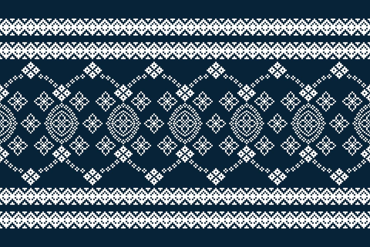 tradicional étnico motivos ikat geométrico tela modelo cruzar puntada.ikat bordado étnico oriental píxel Armada azul antecedentes. resumen, ilustración. textura, decoración, papel tapiz. vector