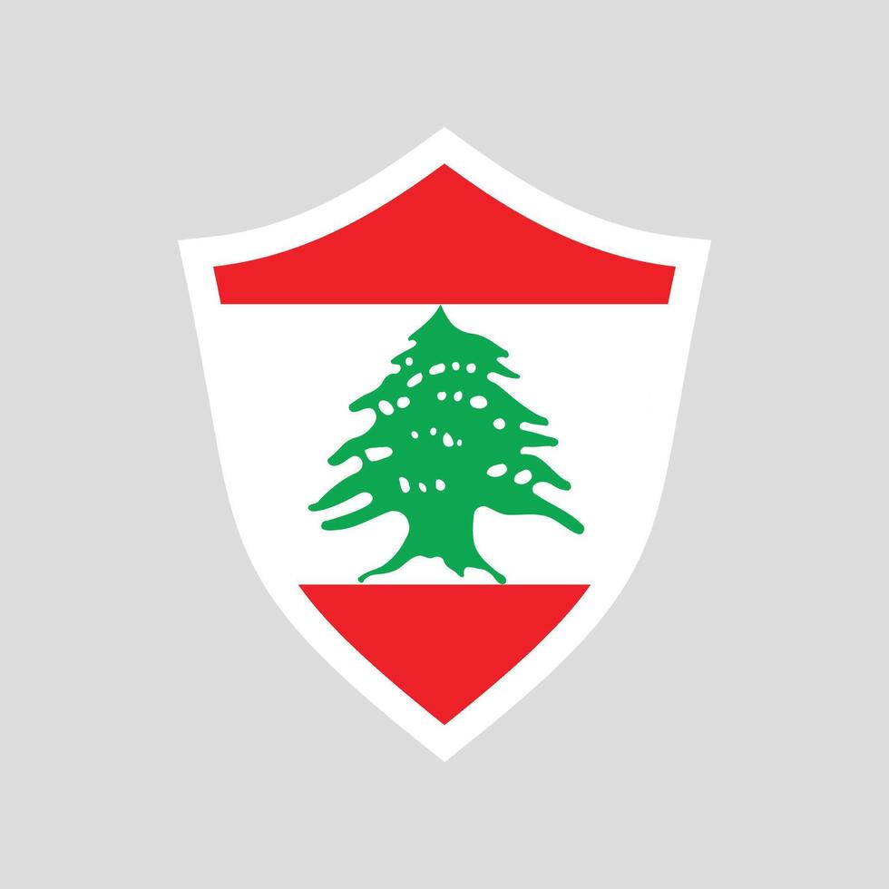 Lebanon Flag in Shield Shape Frame vector