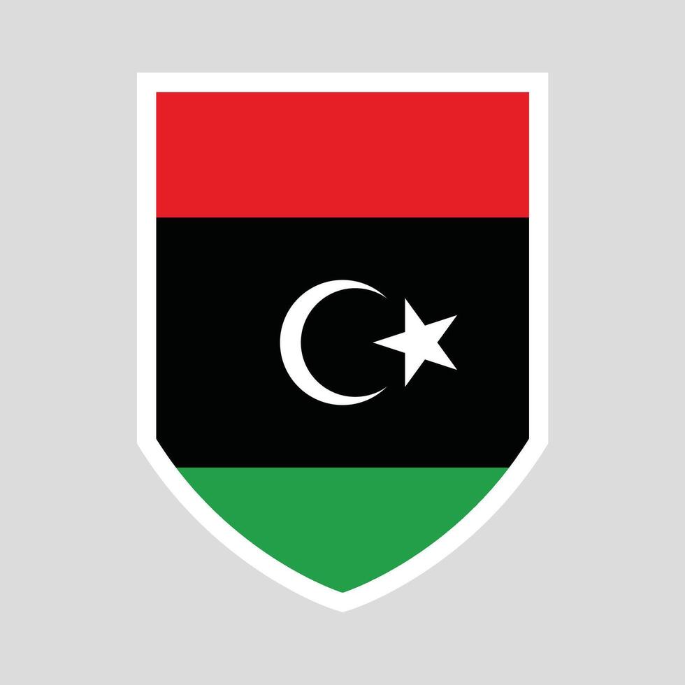 Libya Flag in Shield Shape Frame vector