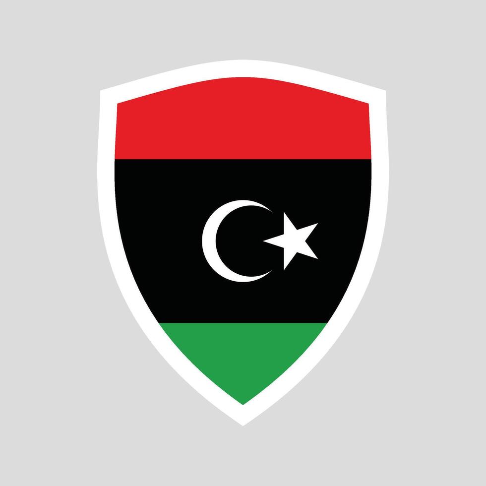 Libya Flag in Shield Shape Frame vector
