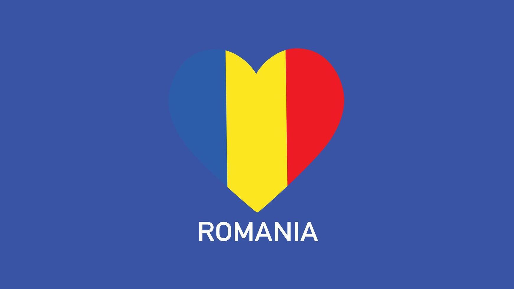 Romania Flag Heart Teams European Nations 2024 Abstract Countries European Germany Football Symbol Logo Design Illustration vector