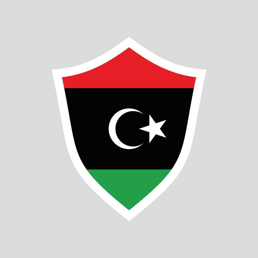 Libya Flag in Shield Shape Frame vector