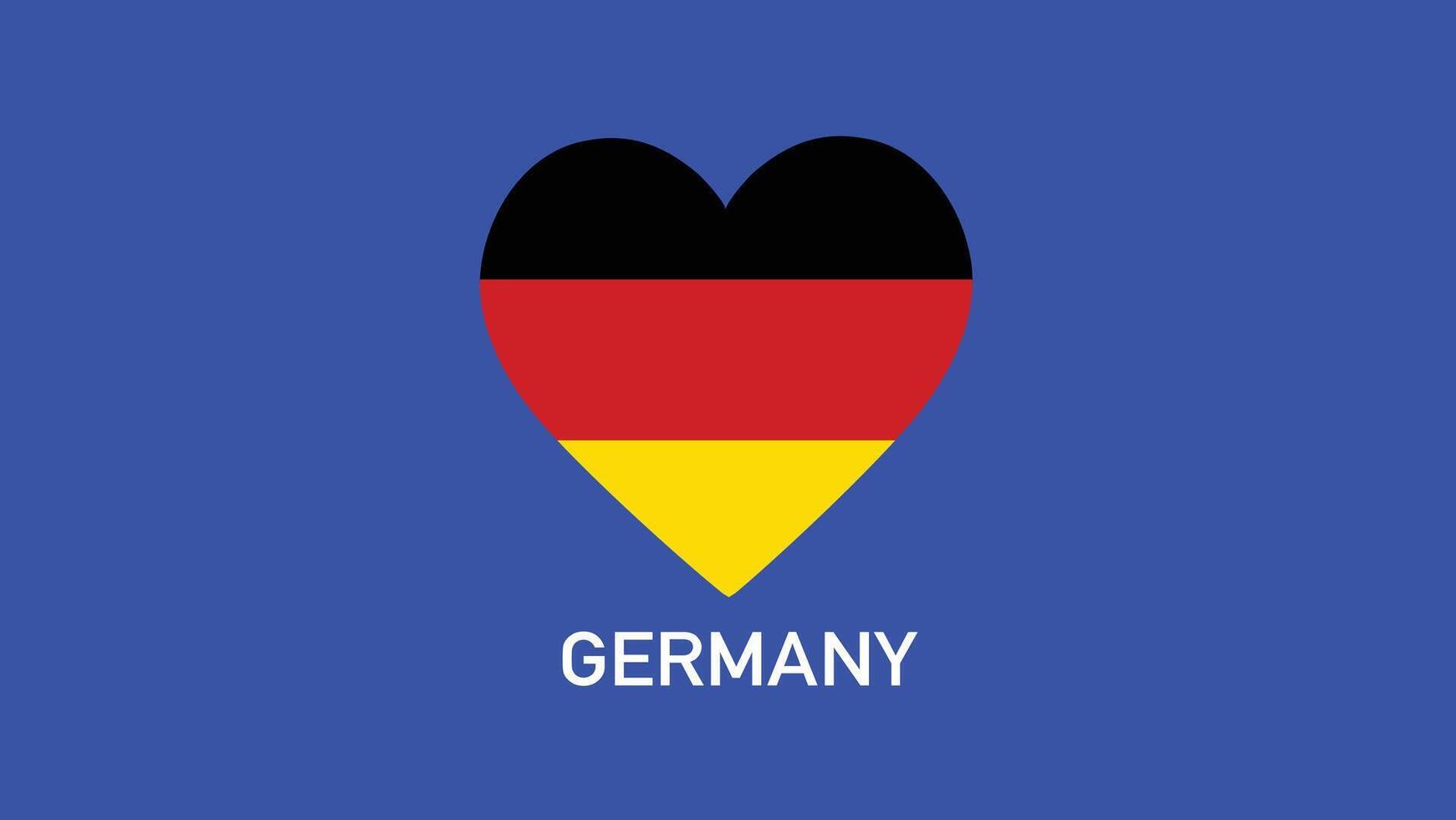 Germany Flag Heart Teams European Nations 2024 Abstract Countries European Germany Football Symbol Logo Design Illustration vector