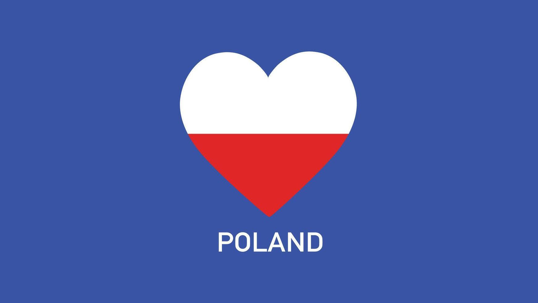 Poland Emblem Heart Teams European Nations 2024 Symbol Abstract Countries European Germany Football Logo Design Illustration vector