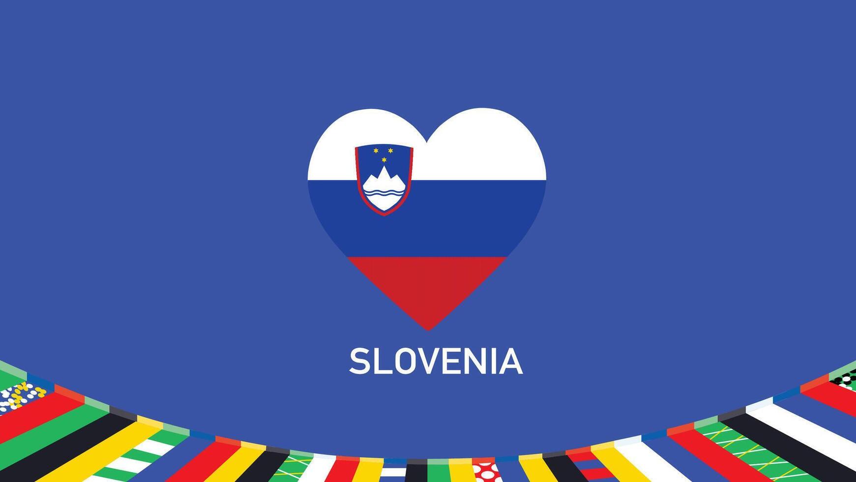 Eslovenia bandera corazón equipos europeo naciones 2024 resumen países europeo Alemania fútbol americano símbolo logo diseño ilustración vector
