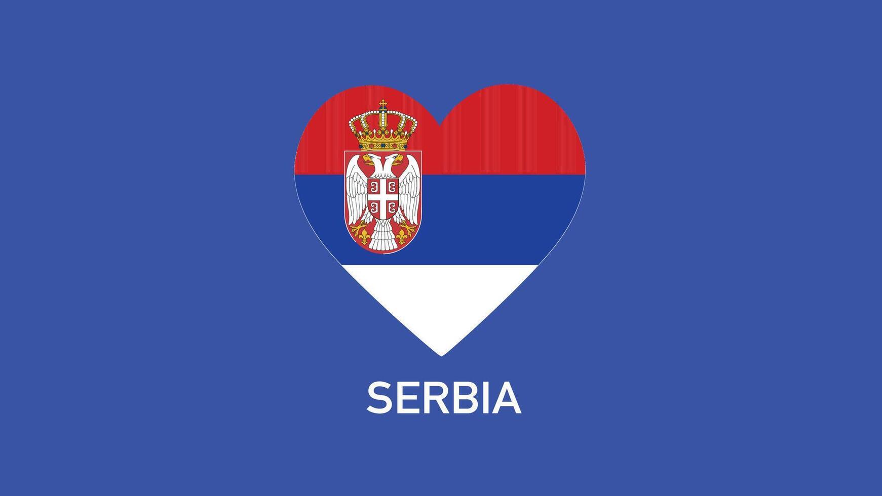 Serbia Emblem Heart Teams European Nations 2024 Symbol Abstract Countries European Germany Football Logo Design Illustration vector