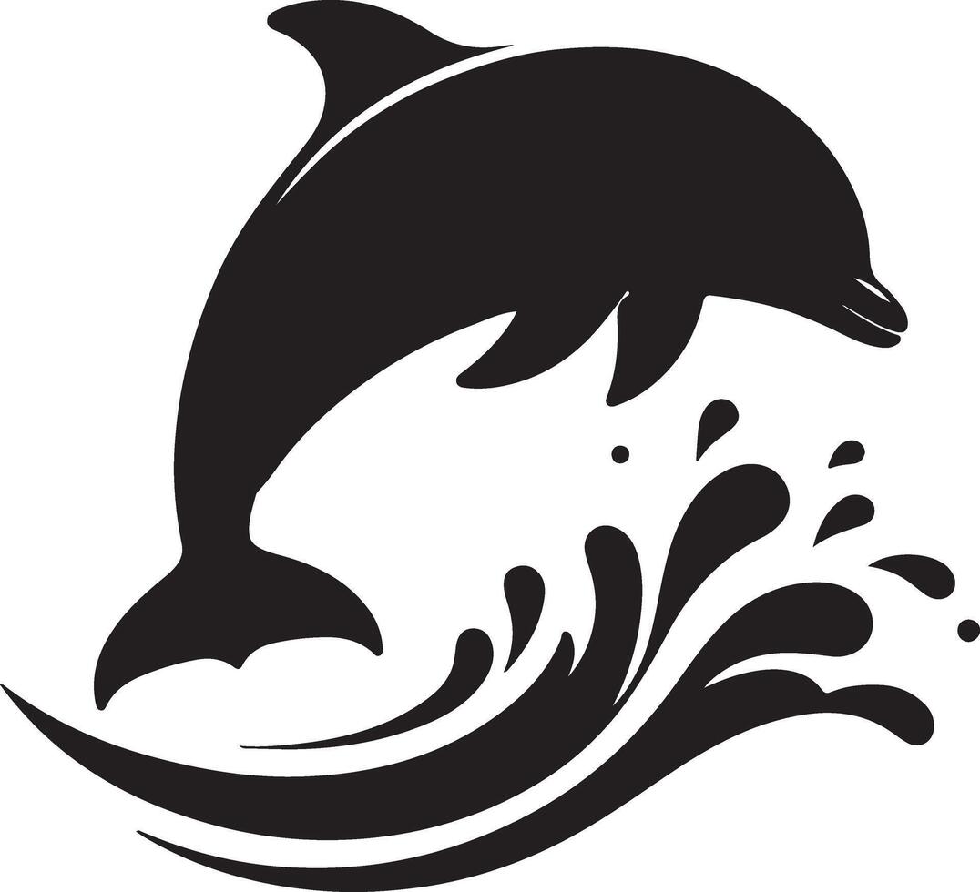 Silhouettes Jumping dolphins isolated on white background vector