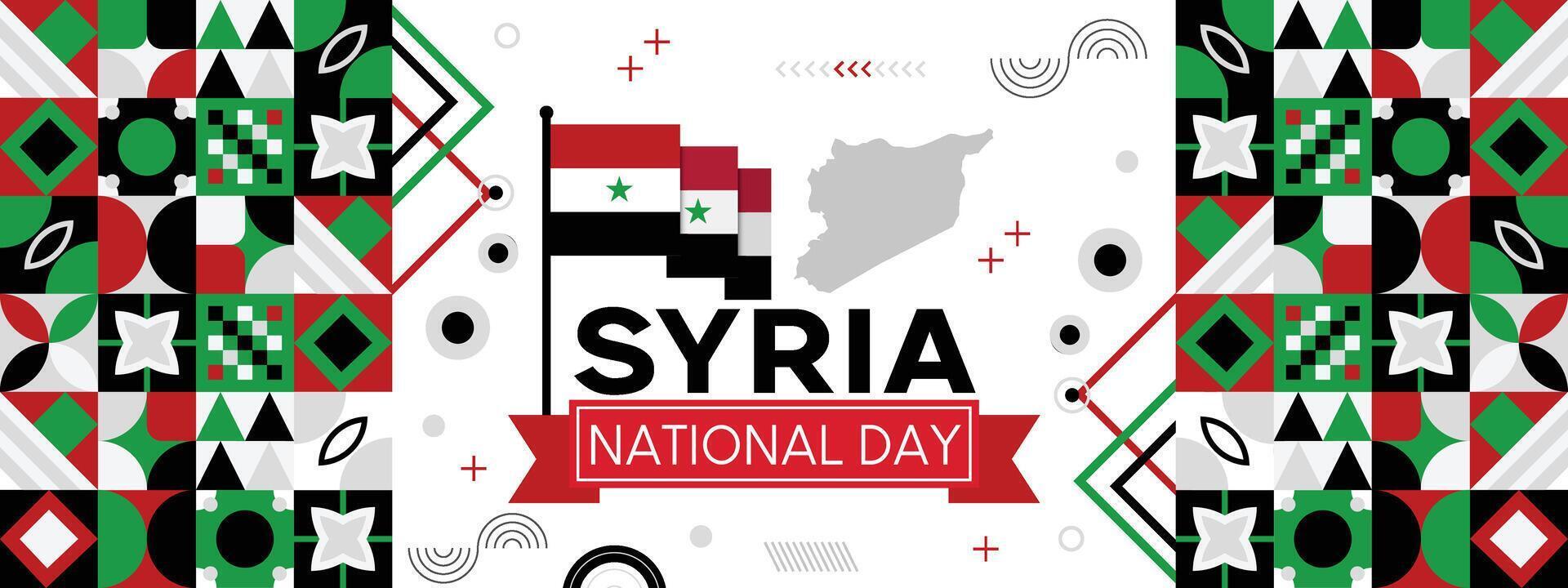 Syria national day banner Abstract celebration geometric decoration design graphic art web background vector