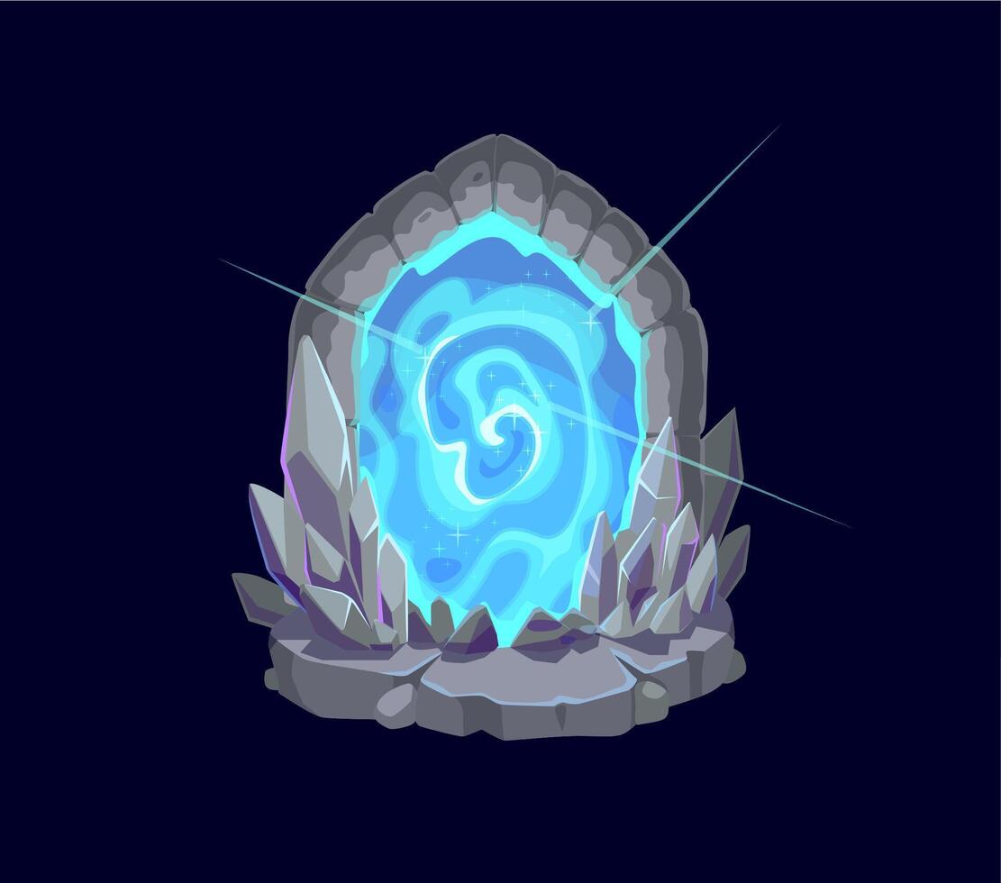 Fantasy fairytale game magic portal door, vector