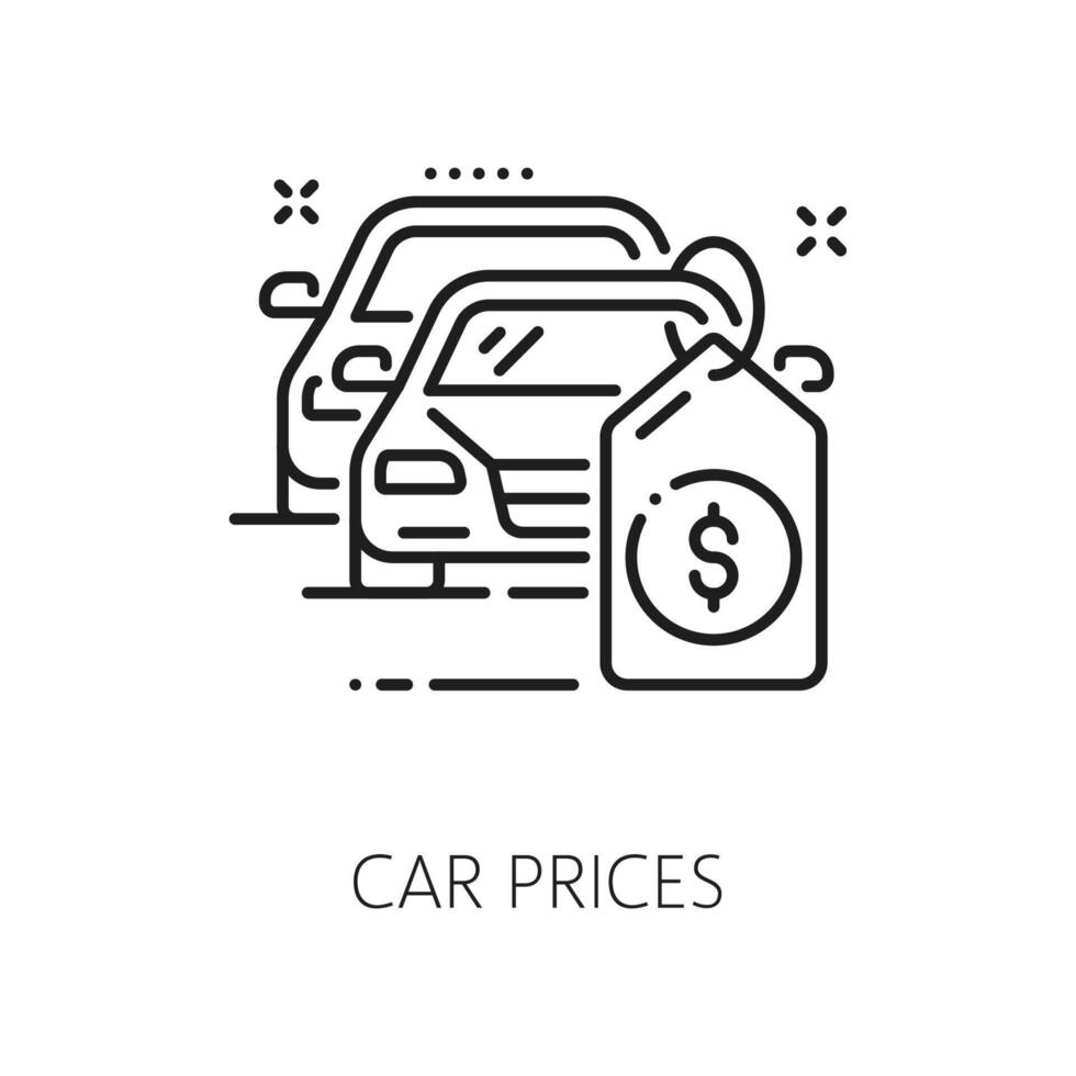 Car company, auto dealership price thin line icon vector