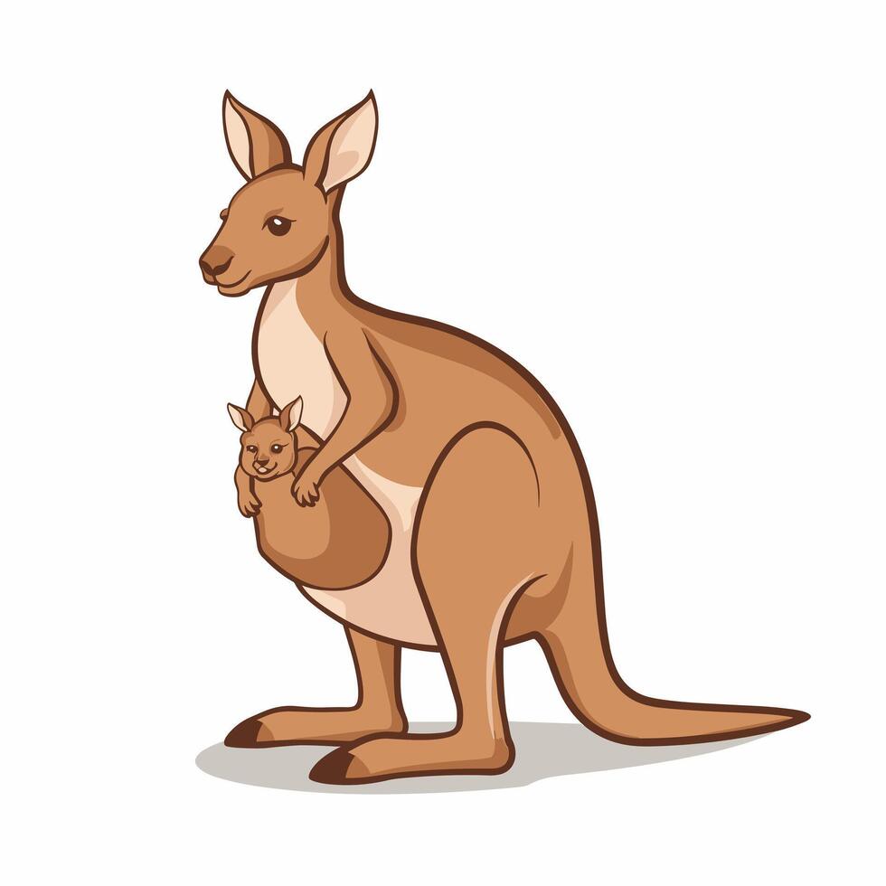 flat Illustration Of Cartoon Kangaroo white background vector