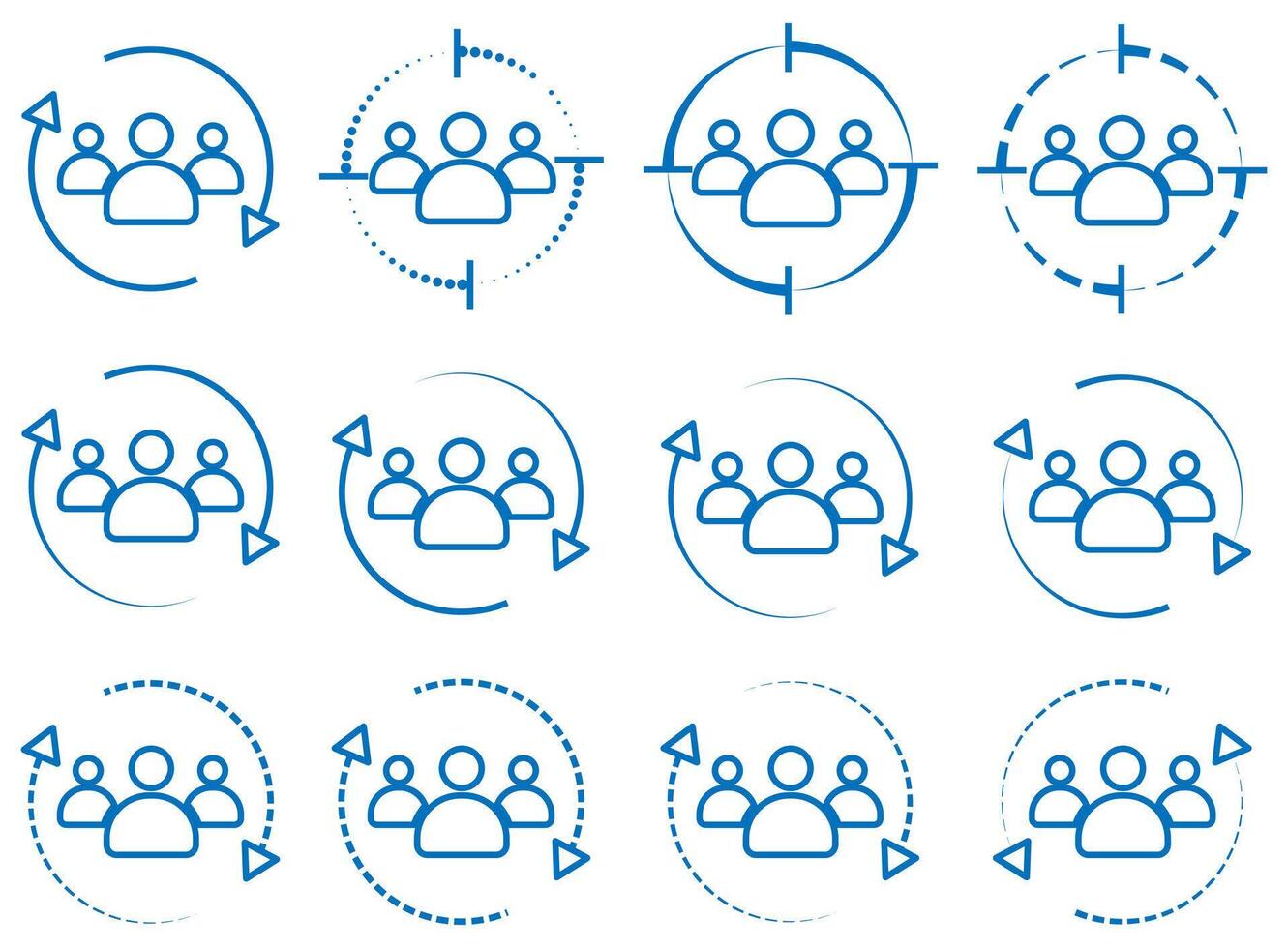 User staff rotation sign, target audience symbol, retention sign, customer icon, customer client returning illustration. vector