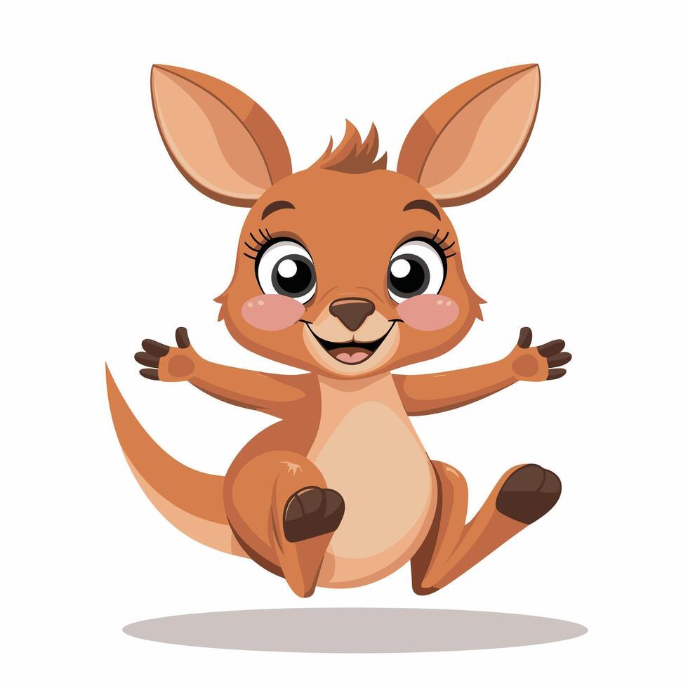 flat Illustration Of Cartoon Kangaroo white background vector
