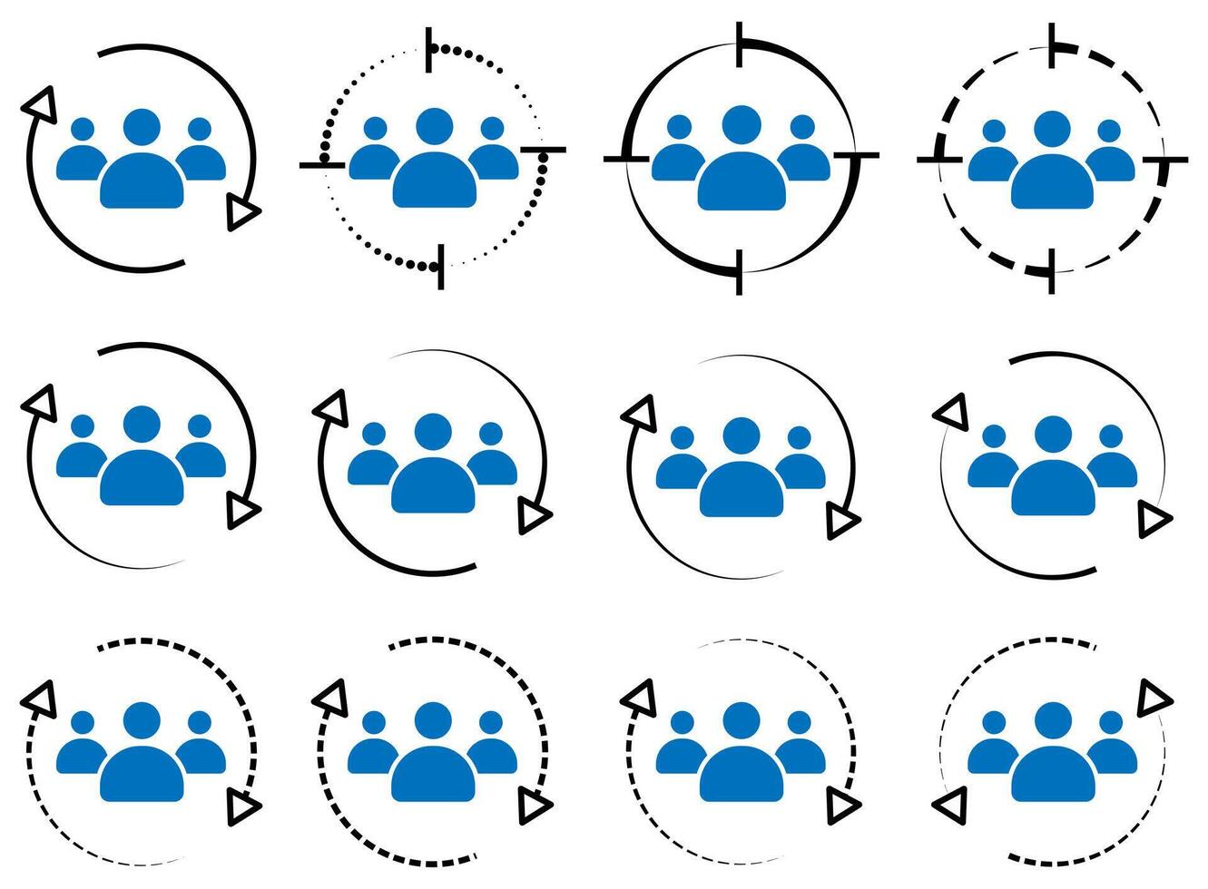 User staff rotation sign, target audience symbol, retention sign, customer icon, customer client returning illustration. vector