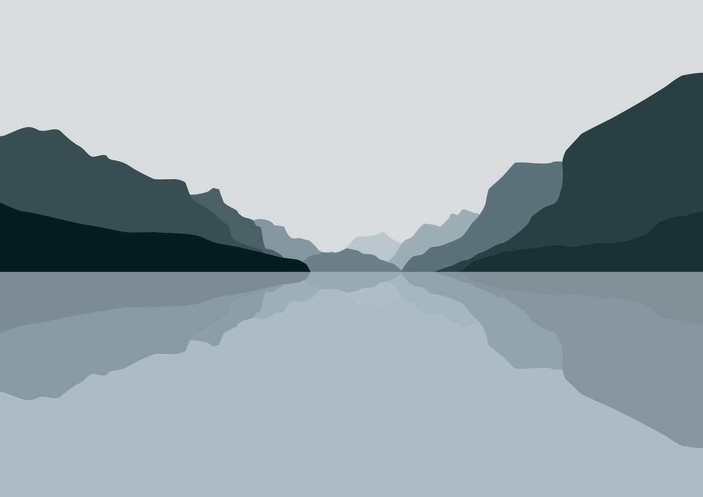Mountains in lakes. Illustration in flat style. vector