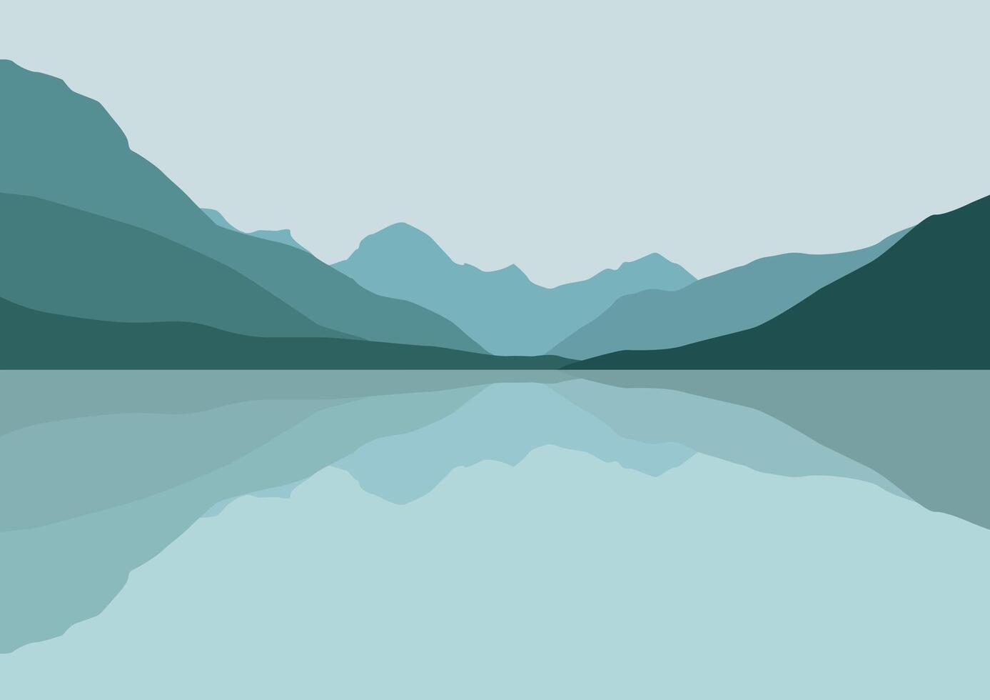 Mountains in lakes. Illustration in flat style. vector