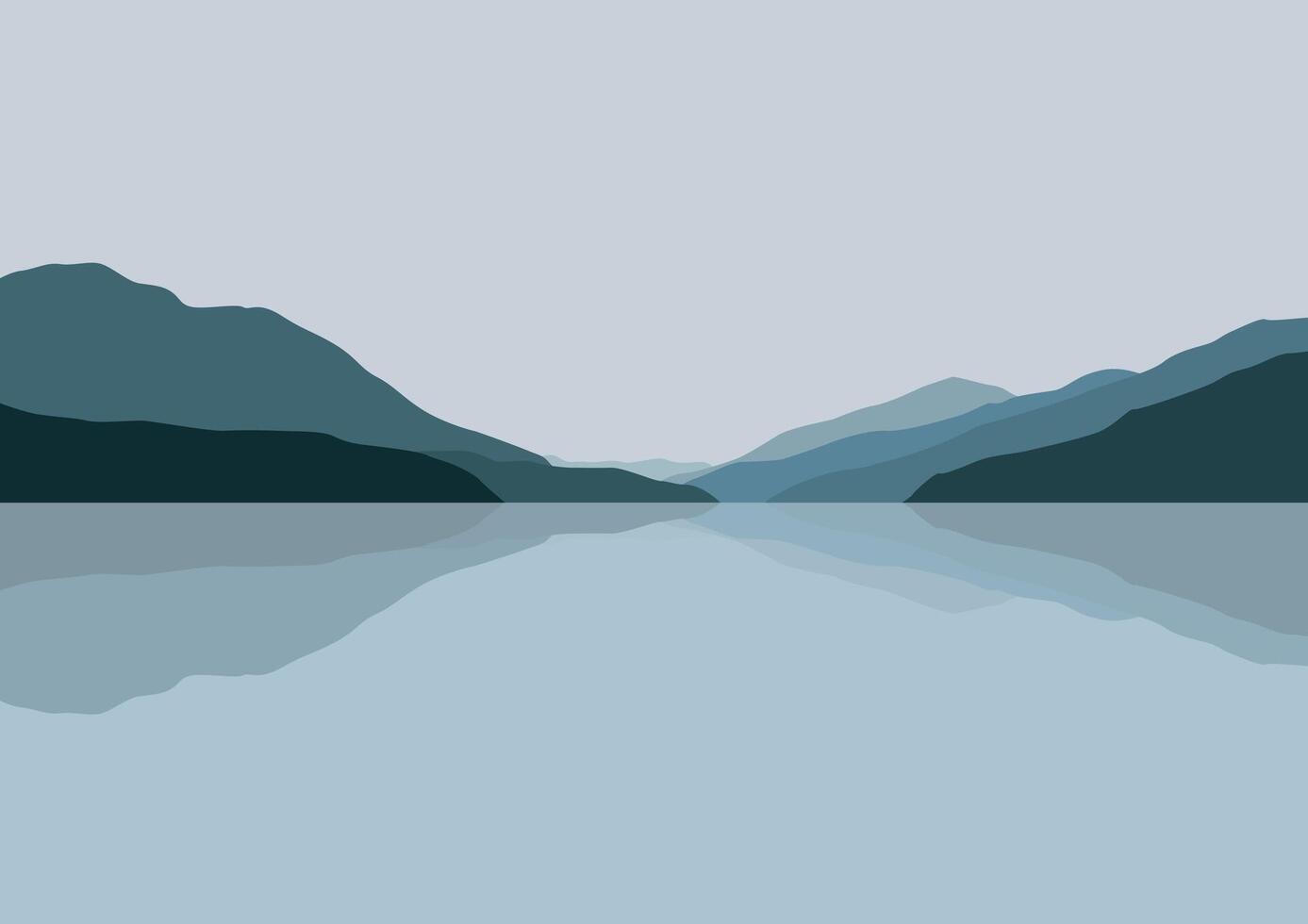 Mountains in lakes. Illustration in flat style. vector