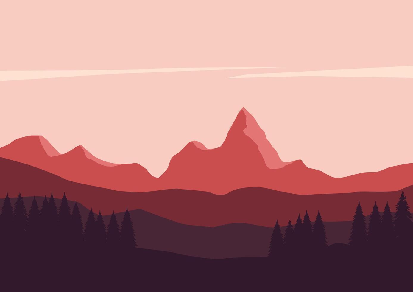 paisaje con montañas. ilustración en plano estilo. vector