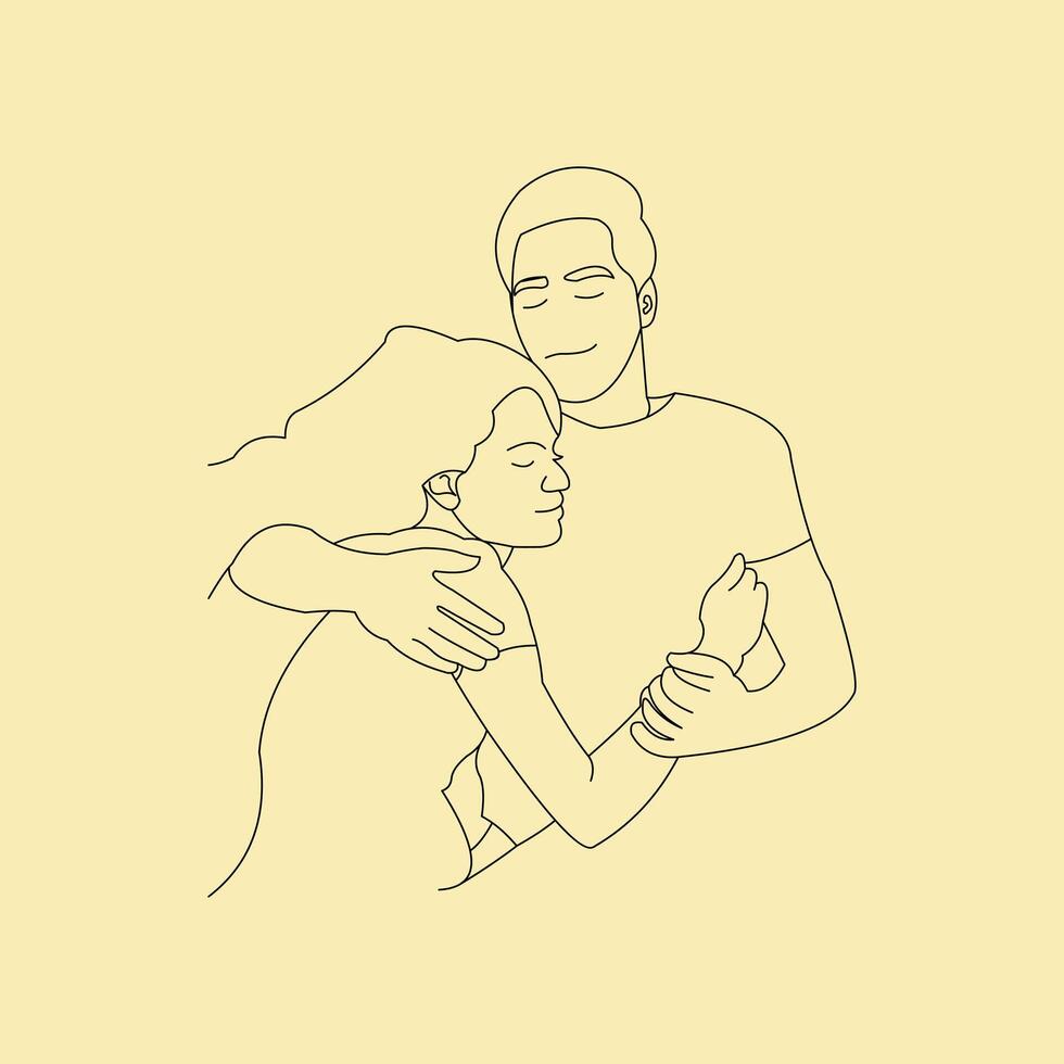 Couple Sleeping illustration line drawing design template vector