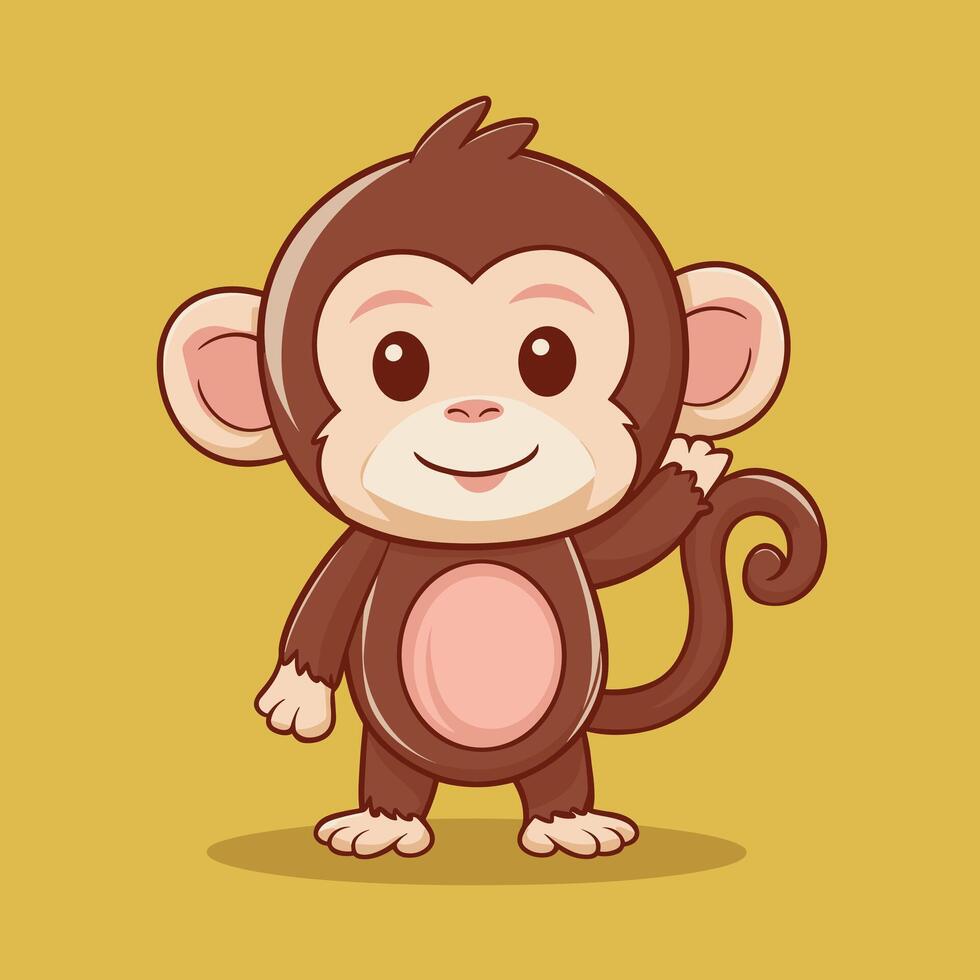 Sitting, jumping, running, hanging, walking, standing fun monkey silhouette. Isolated illustration. vector