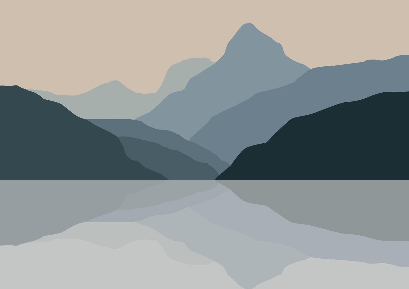 Mountains in lakes. Illustration in flat style. vector
