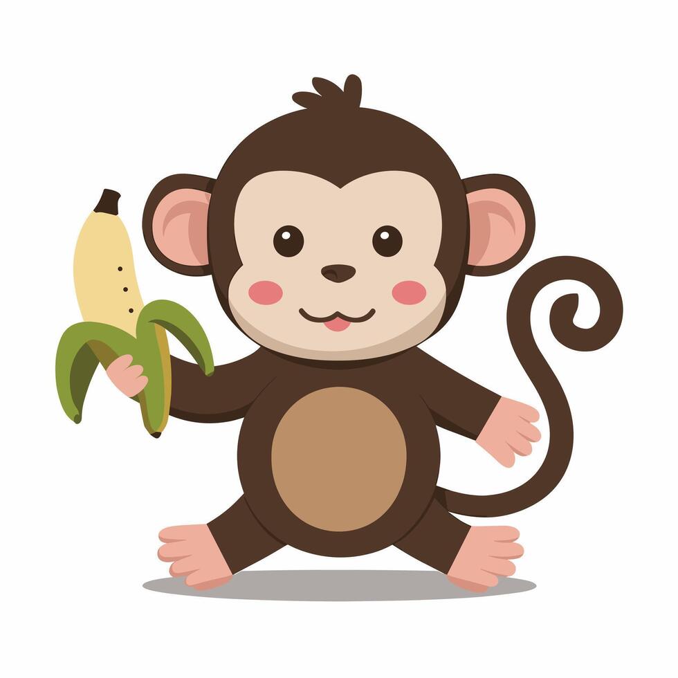 Sitting, jumping, running, hanging, walking, standing fun monkey silhouette. Isolated illustration. vector