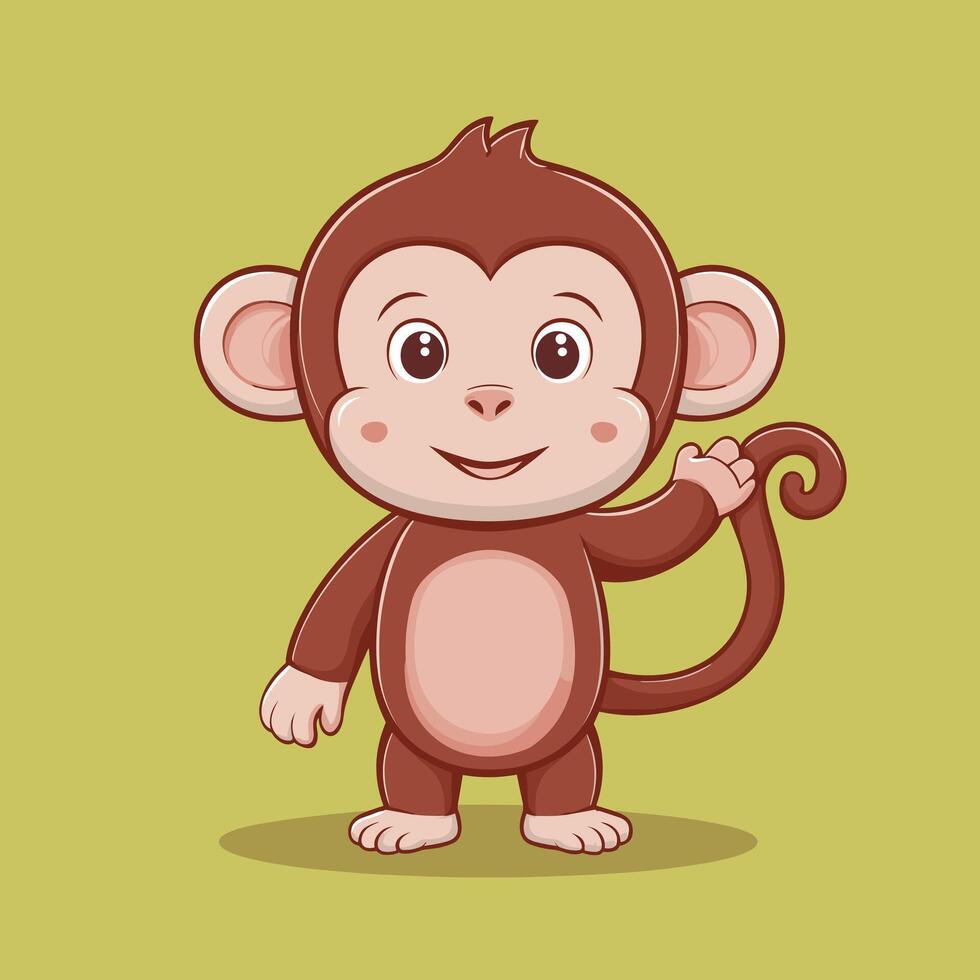 Sitting, jumping, running, hanging, walking, standing fun monkey silhouette. Isolated illustration. vector