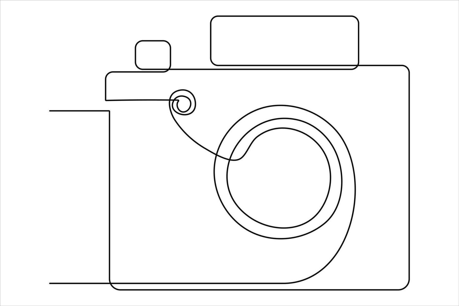 continuous single line drawing Line art of retro photo camera icon illustration vector