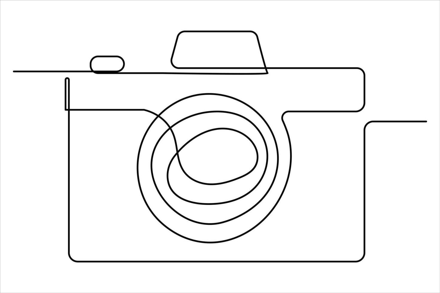 continuous single line drawing Line art of retro photo camera icon illustration vector