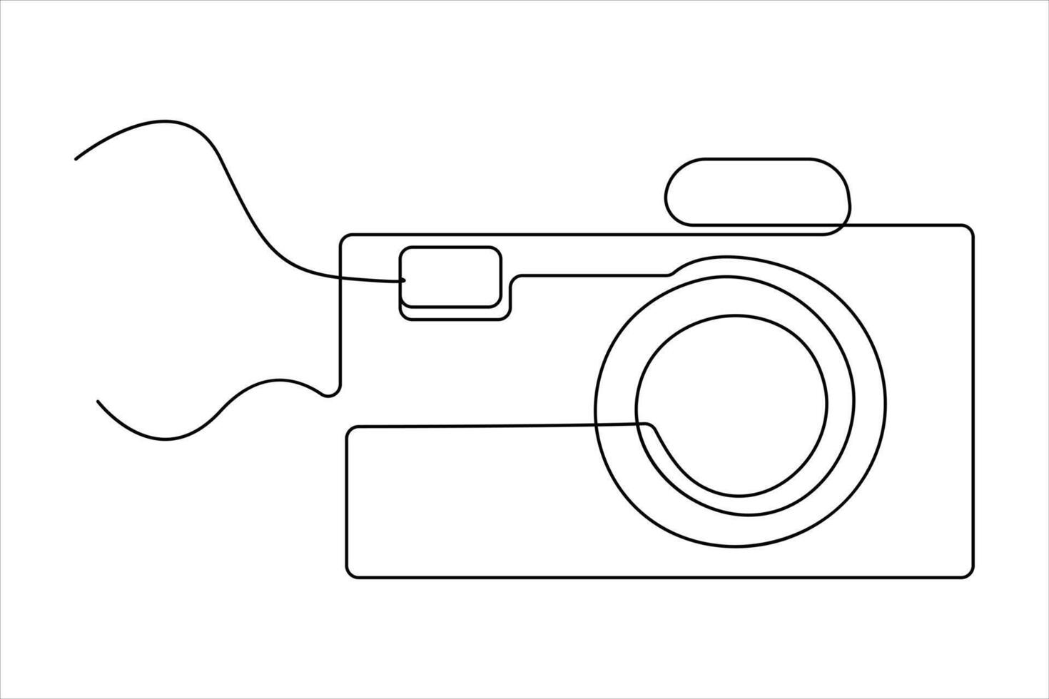 continuous single line drawing Line art of retro photo camera icon illustration vector