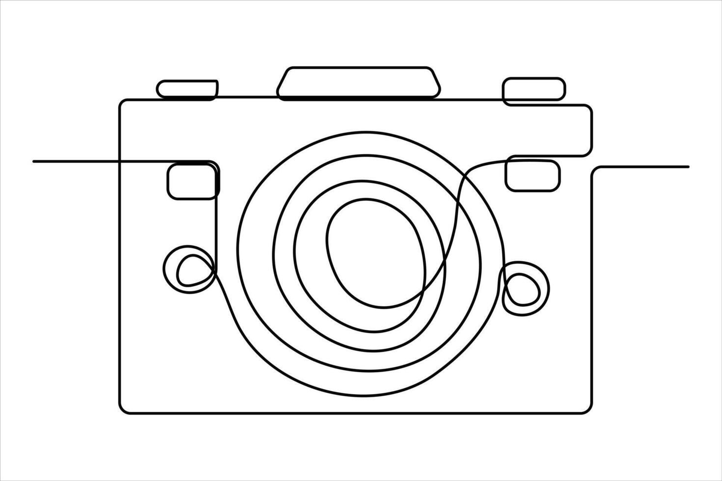 continuous single line drawing Line art of retro photo camera icon illustration vector