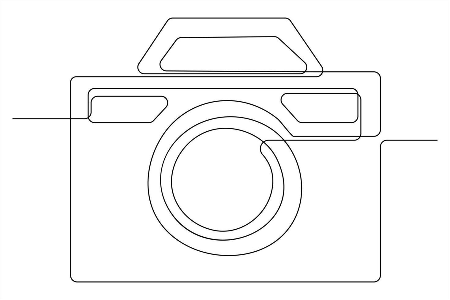 continuous single line drawing Line art of retro photo camera icon illustration vector