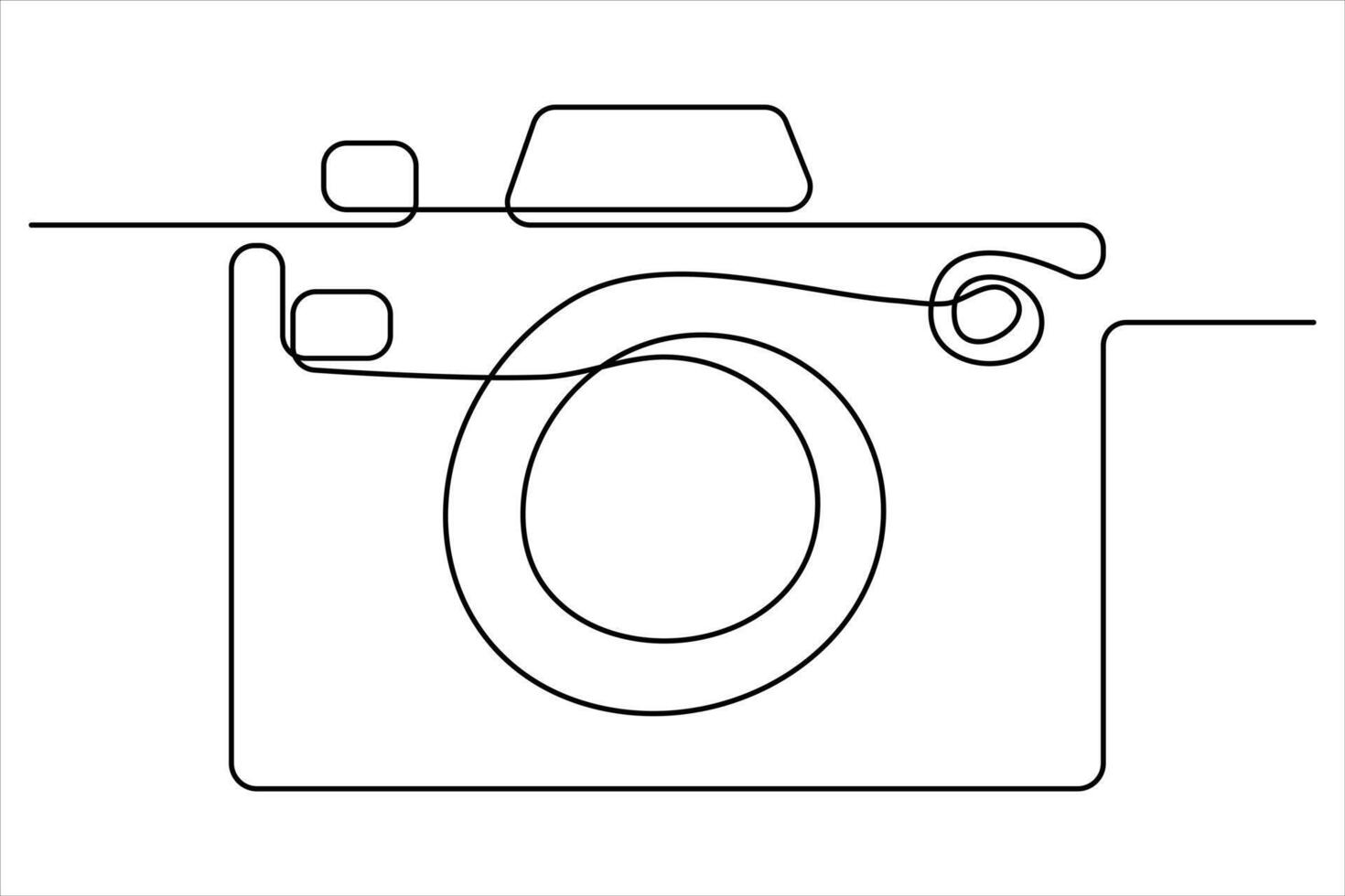 continuous single line drawing Line art of retro photo camera icon illustration vector