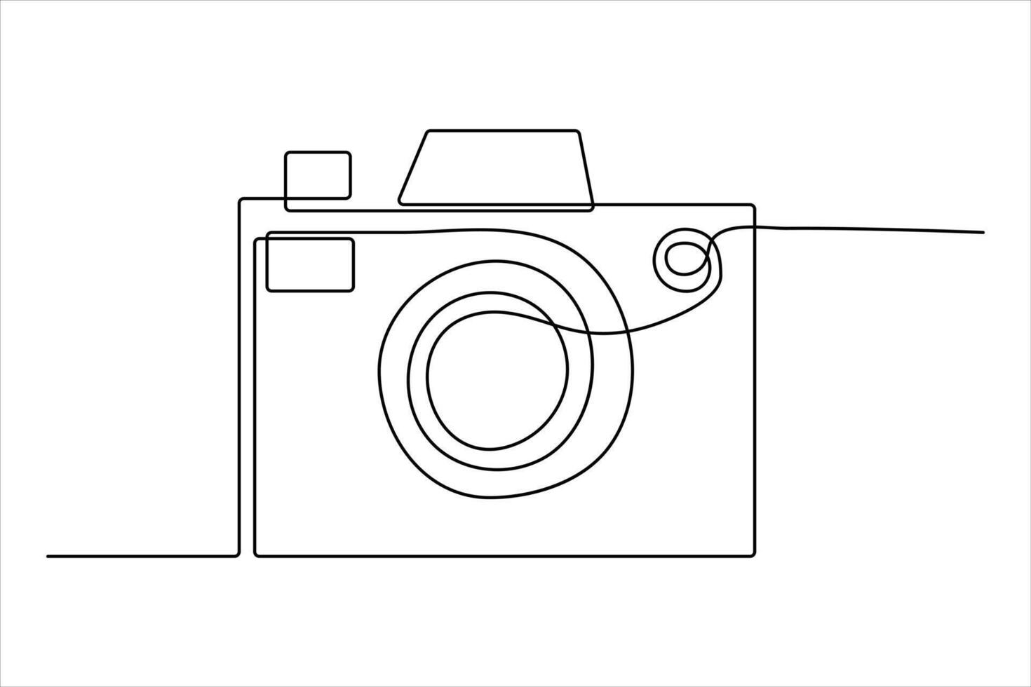 continuous single line drawing Line art of retro photo camera icon illustration vector